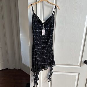 JESSICA SIMPSON Elegant Black Polka Dot Dress
